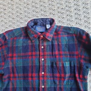 Vintage Pendleton Wool Plaid Button Up Check Flannel Casual Shirt